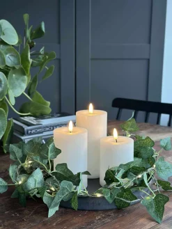 Lyskæde med grønne efeublade - 290cm