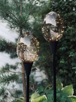 Lyskugler på spyd - Sæt af 2 stk til batteriboks