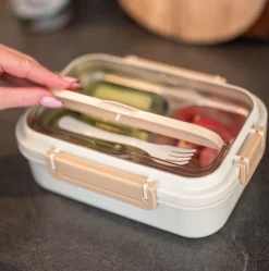 Madkasse med 2 rum grå + beige