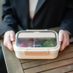 Madkasse med 2 rum grå + beige