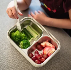 Madkasse med 2 rum grå + beige