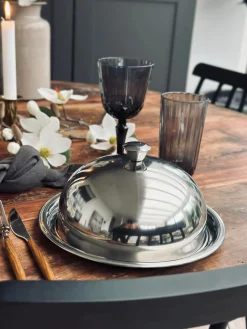 Madklokke med tallerken - Rustfrit stål