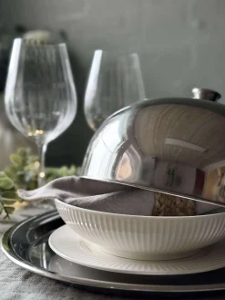 Madklokke med tallerken - Rustfrit stål - Dia 30cm