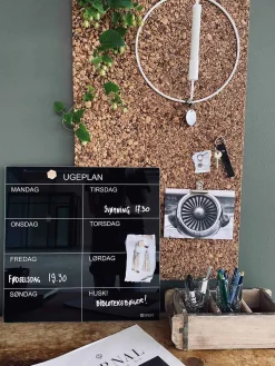 Magnetisk ugetavle 45x45 cm Sort glas