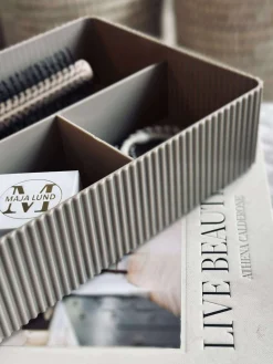 Makeup organiser med rumopdeling - Taupe