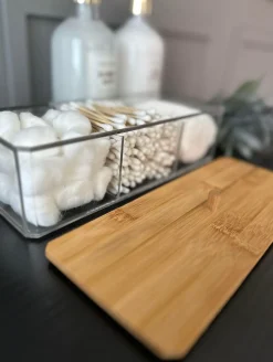 Makeup organizer - Akryl med bambuslåg