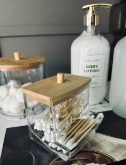 Makeup organizer - Akryl med bambuslåg