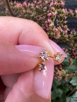 Mix box GIA violet, pink, clear 18K forgyldt