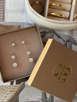 Mix box med 6 øreringe - Riva 18k forgyldt