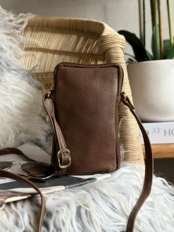 Mobiltaske Misse - Coffee / gold