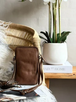 Mobiltaske Misse - Coffee / silver