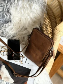 Mobiltaske Misse - Coffee / silver