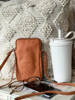 Mobiltaske Misse - Cognac / silver
