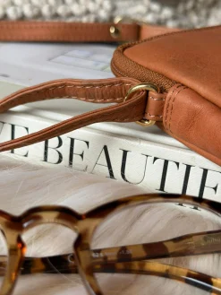 Mobiltaske Misse - Cognac / gold