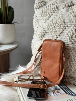 Mobiltaske Misse - Cognac / gold