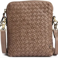 Mobiltaske Sofya- Håndflettet Dark taupe