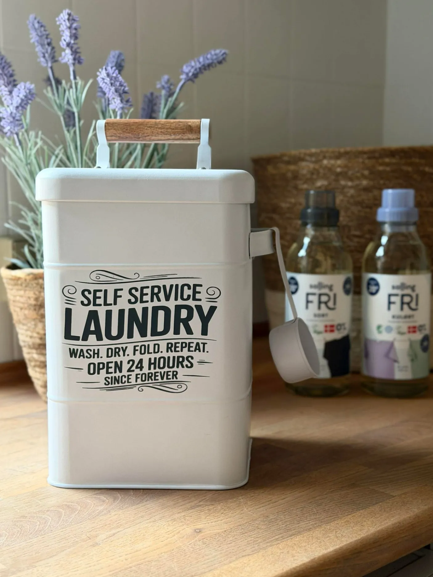 Opbevaring til vaskepulver