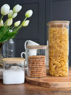 Opbevaringsglas med bambuslåg - Sæt af 3 stk.