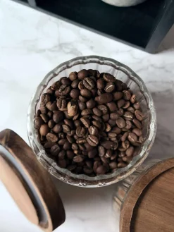 Opbevaringsglas med trælåg - Sæt med 5 stk.