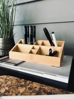 Organiser i bambus med 10 rum