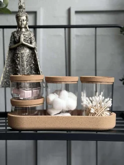 Organiser med låg i kork - 5 dele