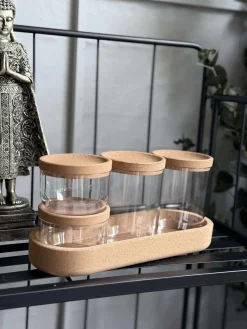 Organiser med låg i kork - 5 dele