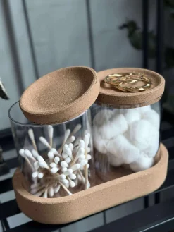 Organiser med låg i kork - 3 dele