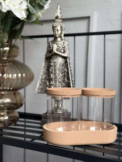 Organiser med låg i kork - 3 dele