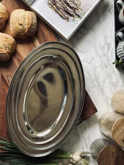 Ovalt fad Rustfrit Stål - Sæt med 3 stk.