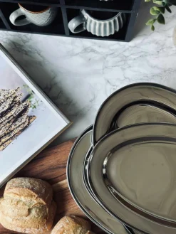 Ovalt fad Rustfrit Stål - Sæt med 3 stk.