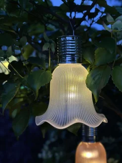 Pendel flower m. Solceller - White