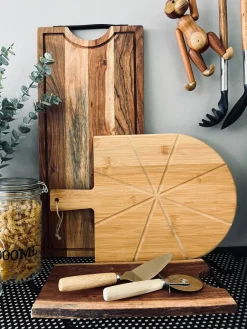 Pizza skærebræt med 2 redskaber