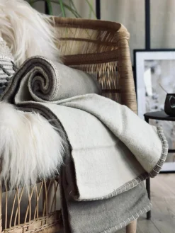 Plaid 100 % uld - Beige / natur