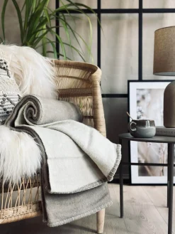 Plaid 100 % uld - Beige / natur