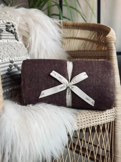 Plaid 100 % uld - Dark rose