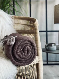 Plaid 100 % uld - Dark rose