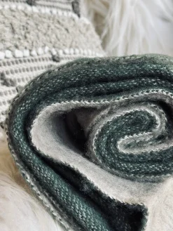 Plaid 100 % uld - Grå / Oliven