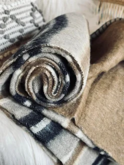 Plaid 100 % uld - Taupe strib