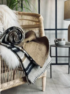 Plaid 100 % uld - Taupe strib