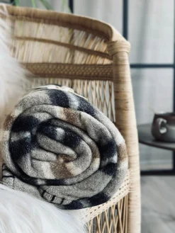 Plaid 100 % uld - Taupe strib