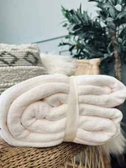 Plaid i fleece kingsize – White 180×230