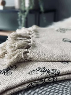 Plaid recycling bomuld - Sommerfugle