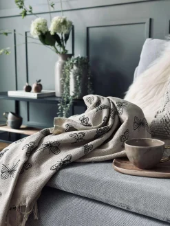 Plaid recycling bomuld - Sommerfugle