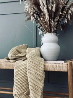 Plaid Stone-washed Vaflet Bomuld - Gul