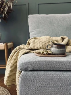 Plaid Stone-washed Vaflet Bomuld - Gul