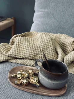 Plaid Stone-washed Vaflet Bomuld - Gul