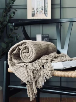 Plaid vaflet bomuld - Beige