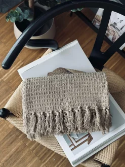 Plaid vaflet bomuld - Beige