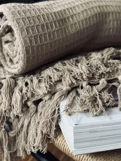 Plaid vaflet bomuld - Beige