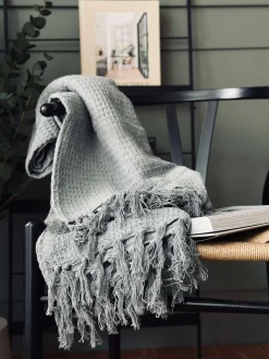 Plaid vaflet bomuld - Grå